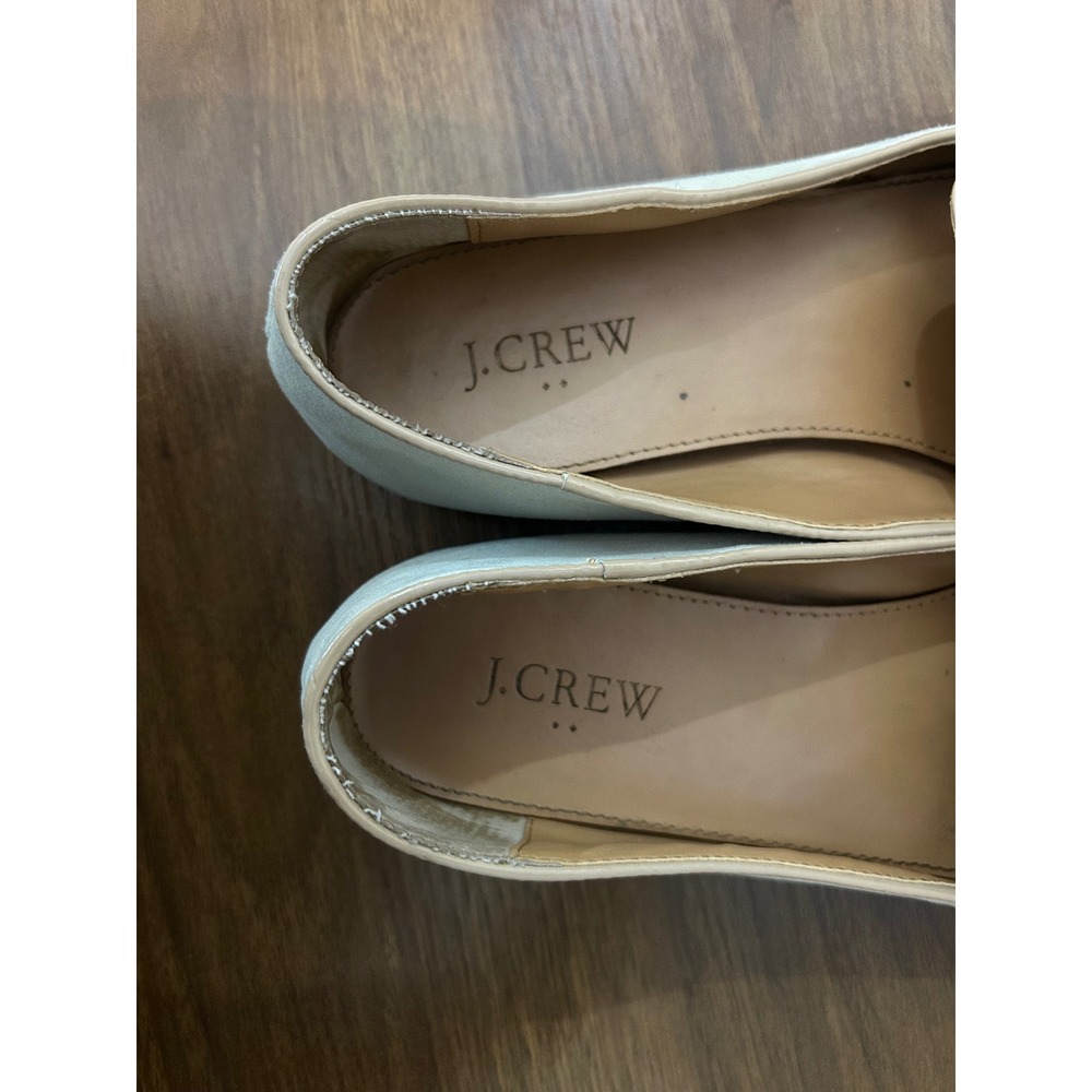J.Crew Cream Leather Loafers Womens 8 Suede Almond Toe Flats 09141 - Picture 5 of 7
